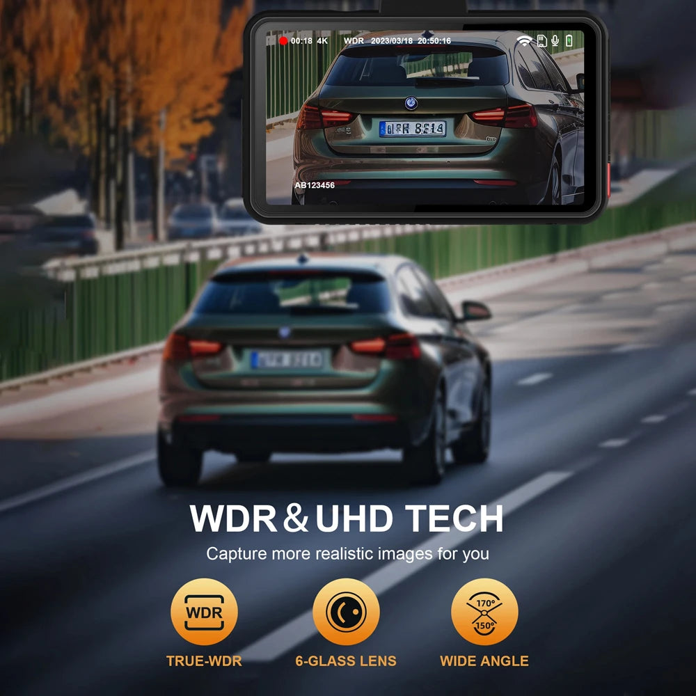 Soam View 4K: Dual Dash Cam with WiFi and 24H Monitor